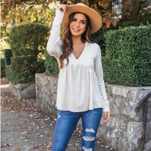 Continue On Oatmeal Babydoll Blouse